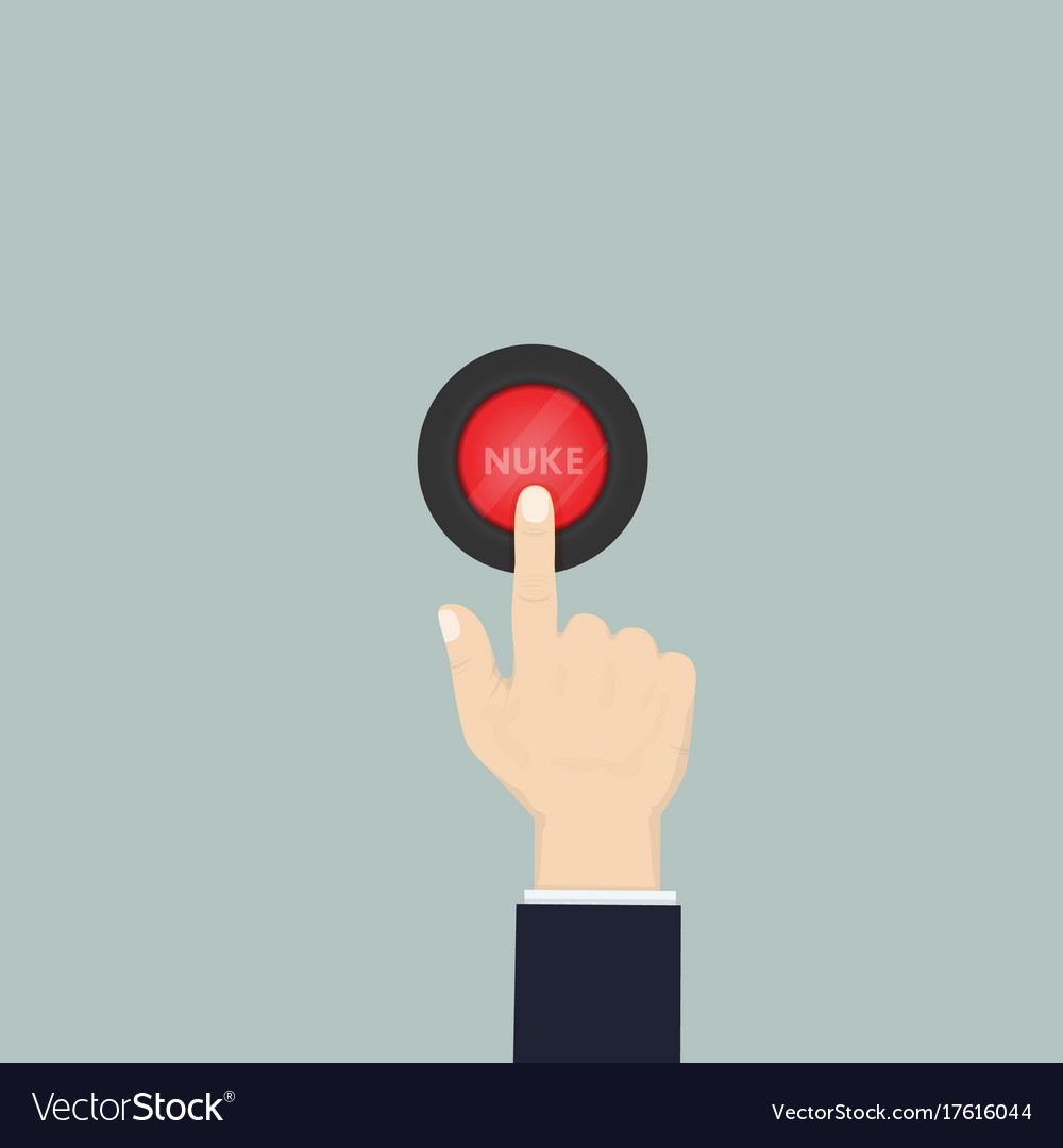 Hand pressing the red buttonhuman with nuke