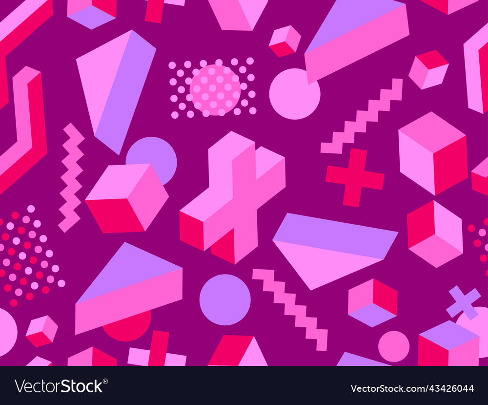 Memphis seamless pattern with geometric shapes vector image Memphis seamless pattern with geometric shapes