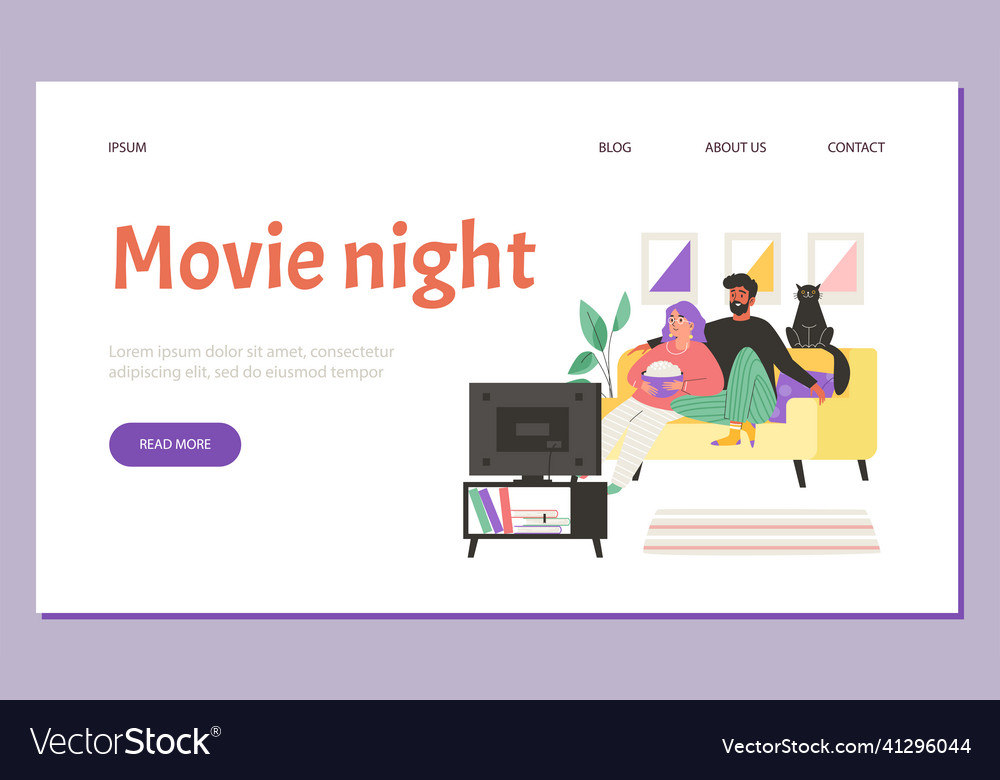 Movie night landing page template happy couple