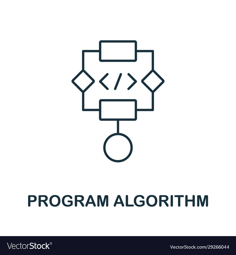 Program algorithm line icon thin design style vector image Program algorithm line icon thin design style