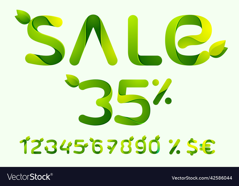 Sale lettering set with numbers percent