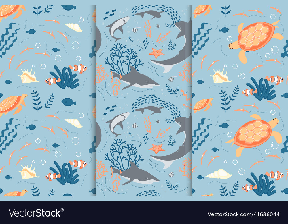 Seamless underwear pattern with seabed and coral