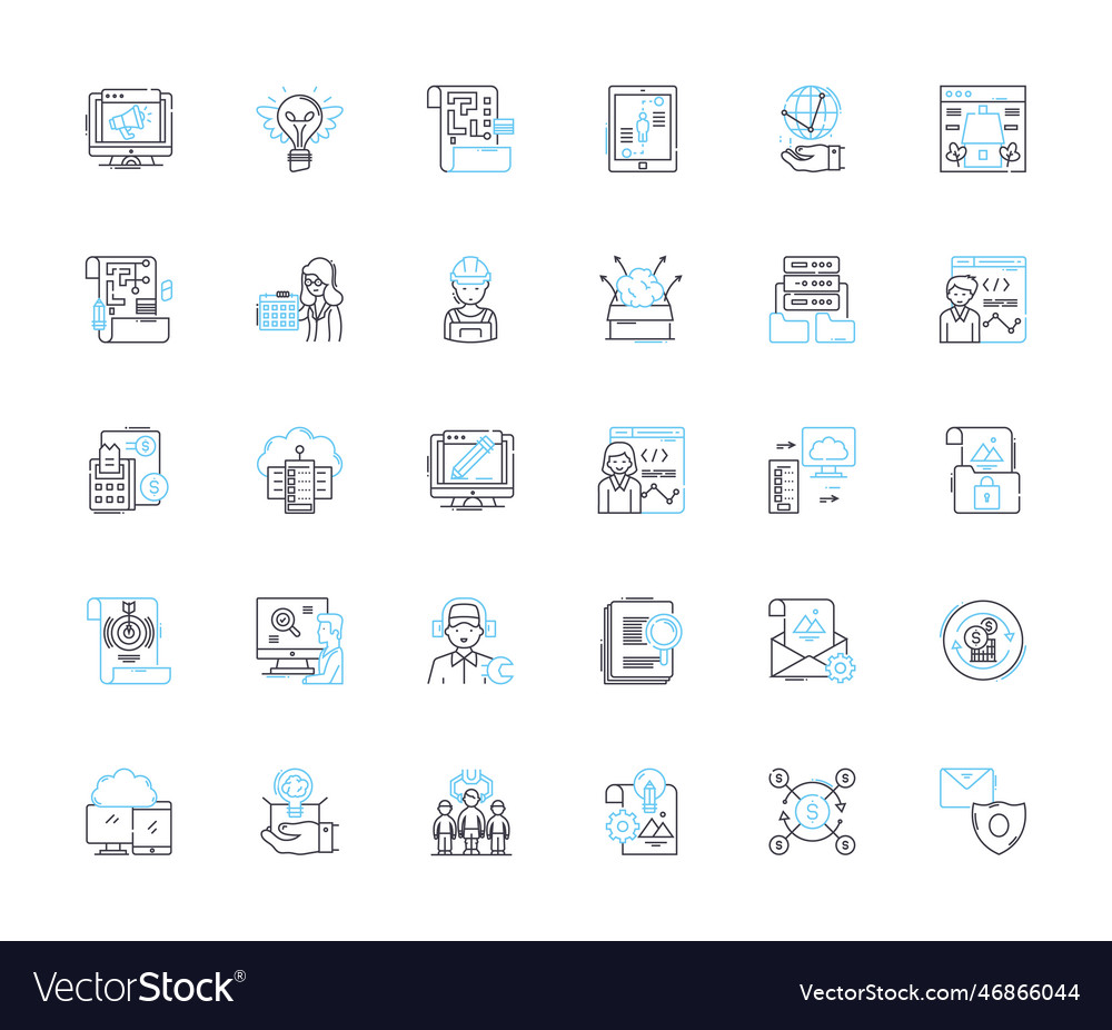 Seo optimization linear icons set keywords vector image Seo optimization linear icons set keywords