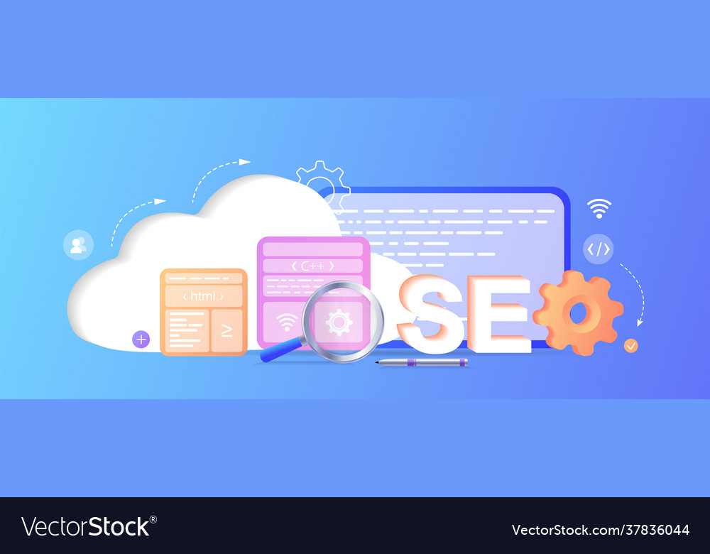 Seo search engines optimization landing page web Vector Image Seo search engines optimization landing page web
