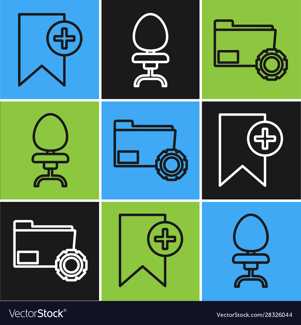 Set line bookmark folder settings with gears vector image Set line bookmark folder settings with gears
