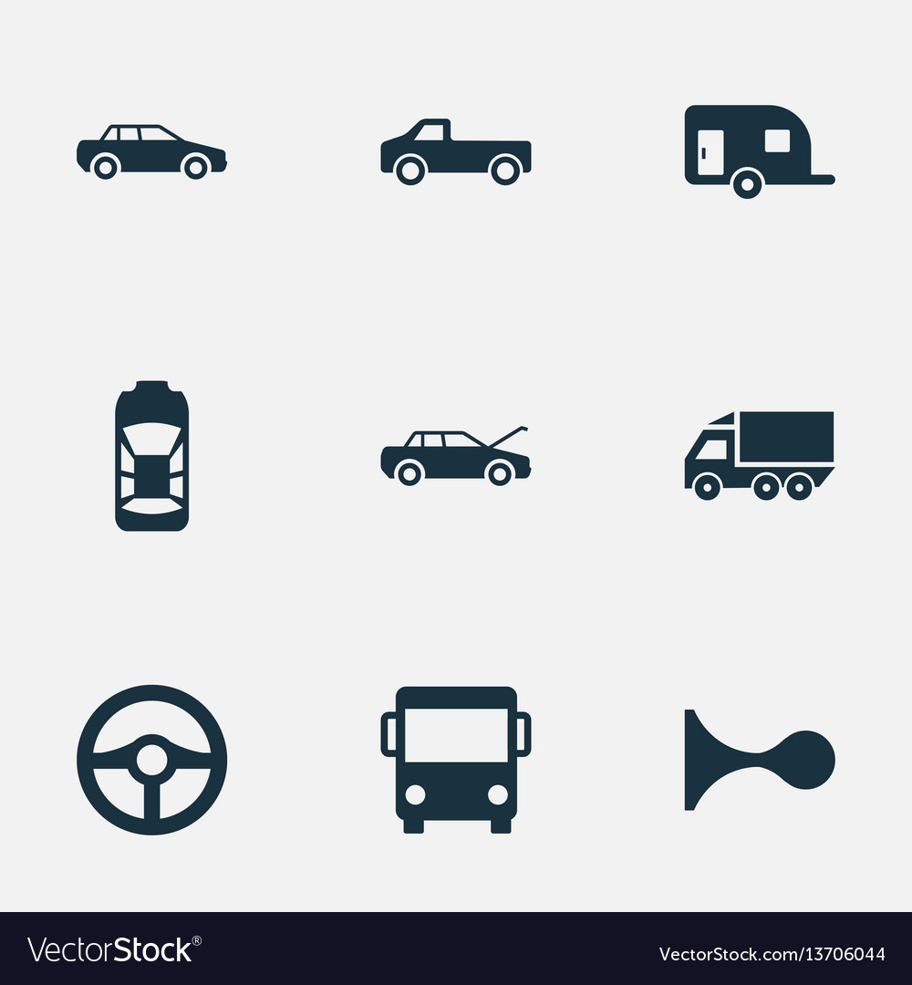 Set of simple automobile icons vector image Set of simple automobile icons