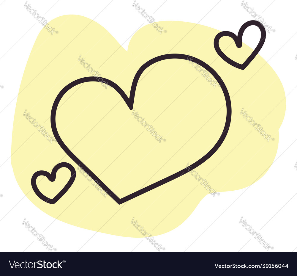 Three yellow hearts icon on white background