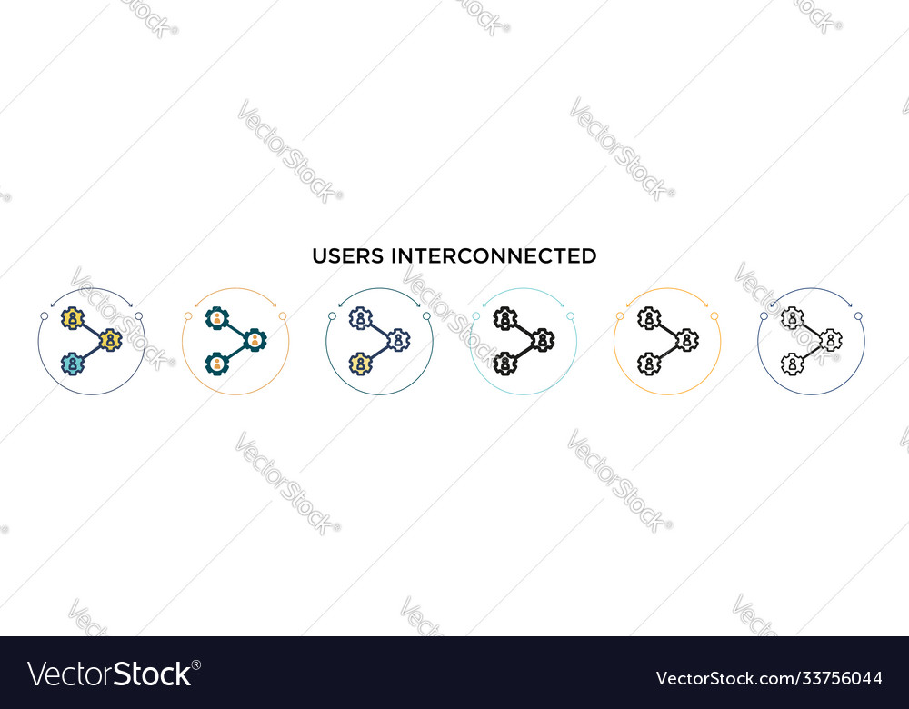 Users interconnected icon in filled thin line vector image Users interconnected icon in filled thin line