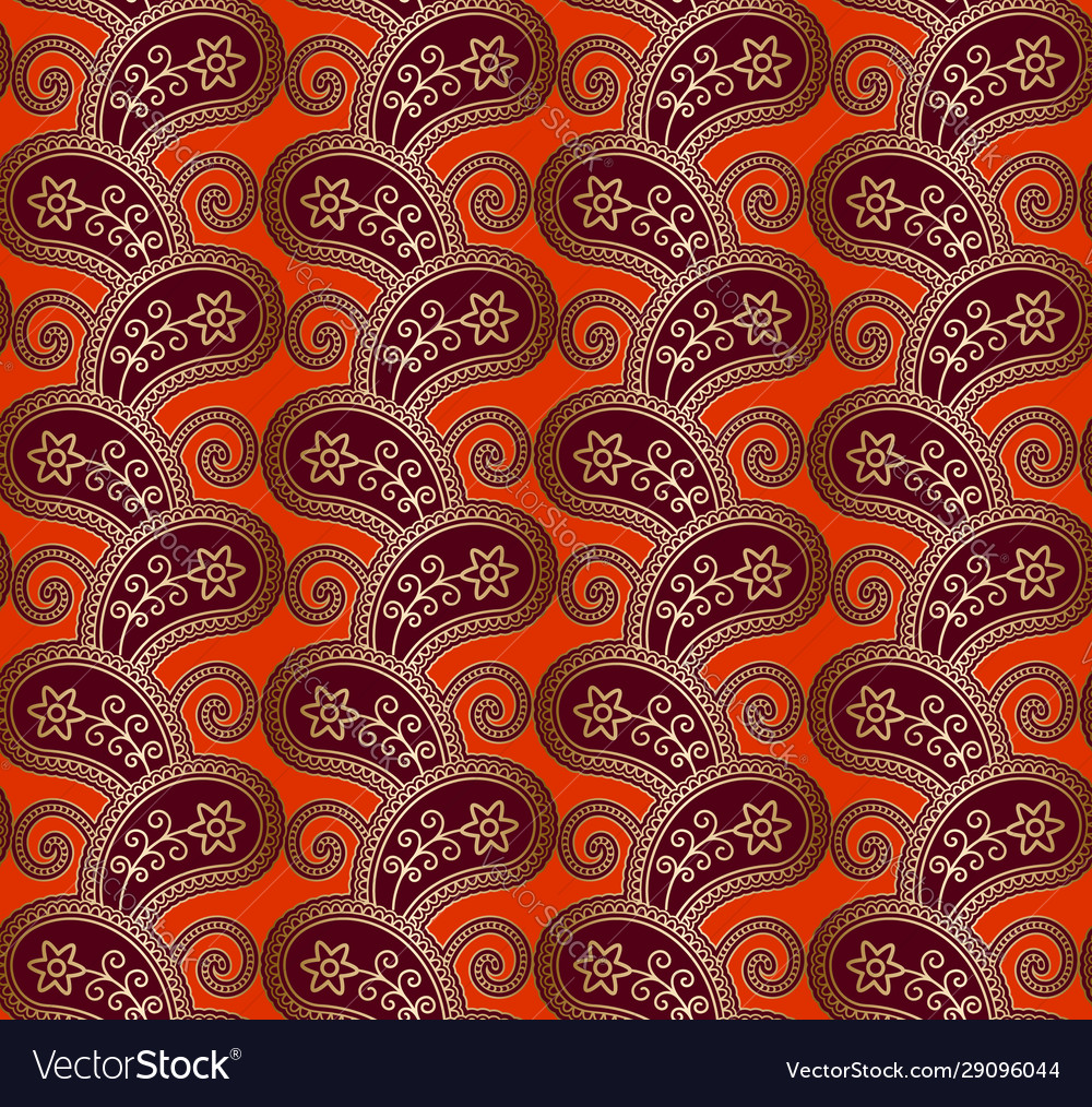 Vintage background with gold paisley pattern Vector Image