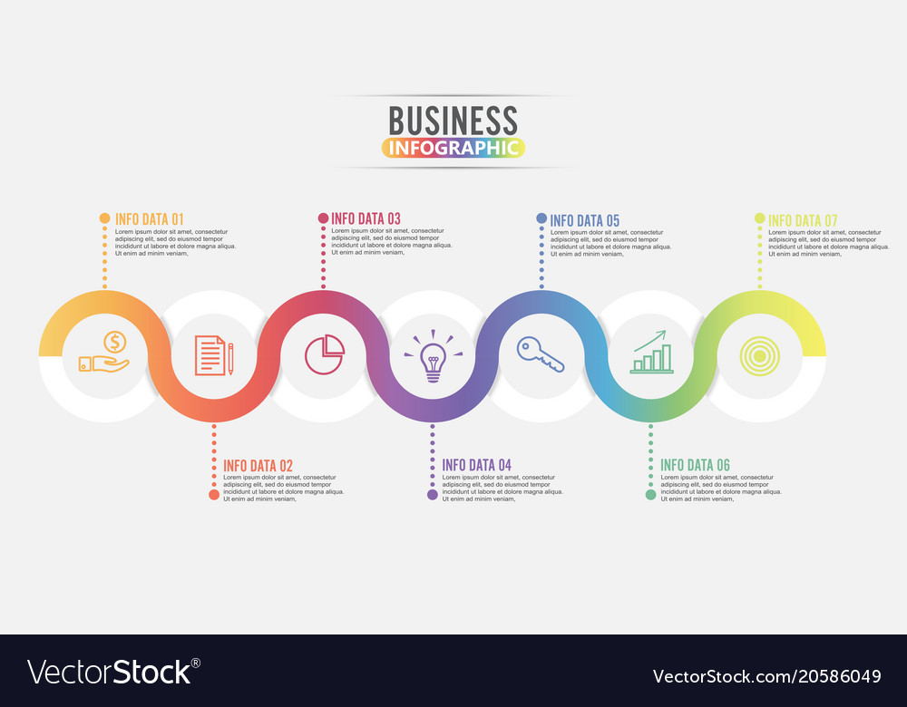 7 parts infographic design and marketing icons Vector Image