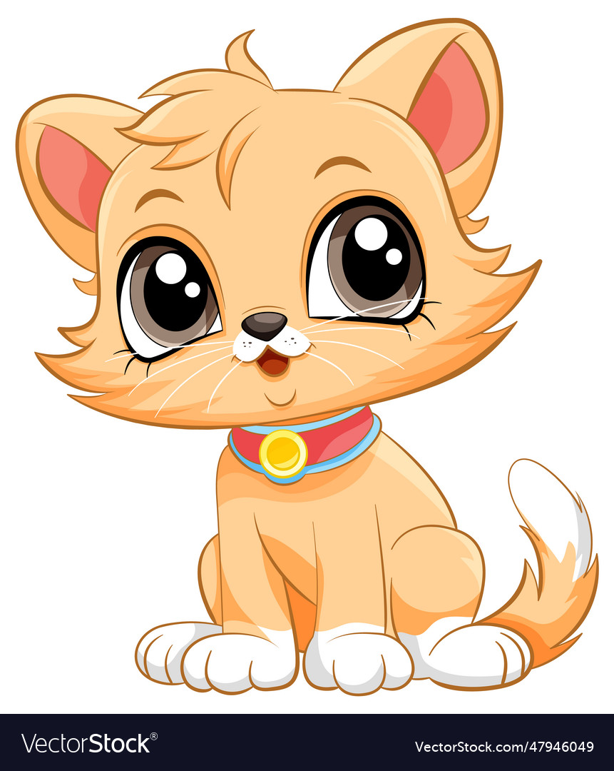 Adorable cat cartoon character Royalty Free Vector Image