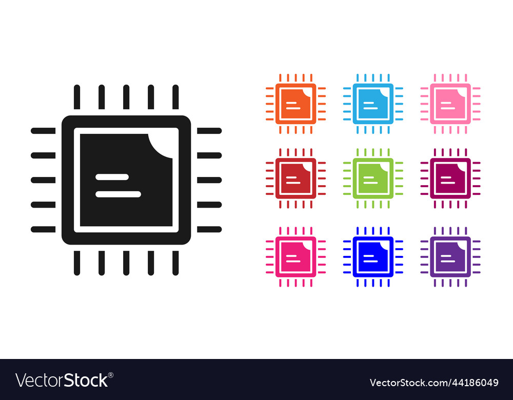 Black computer processor with microcircuits cpu vector image Black computer processor with microcircuits cpu