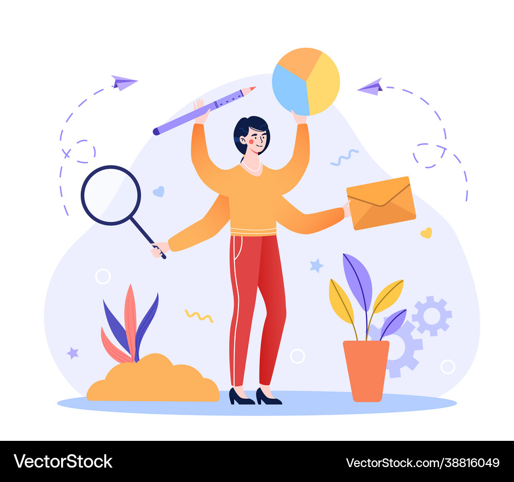 Concept multitasking problem Royalty Free Vector Image