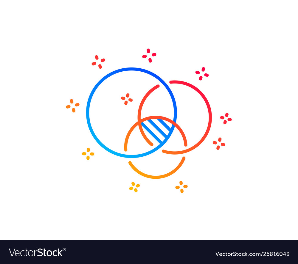 Euler diagram line icon eulerian circles sign