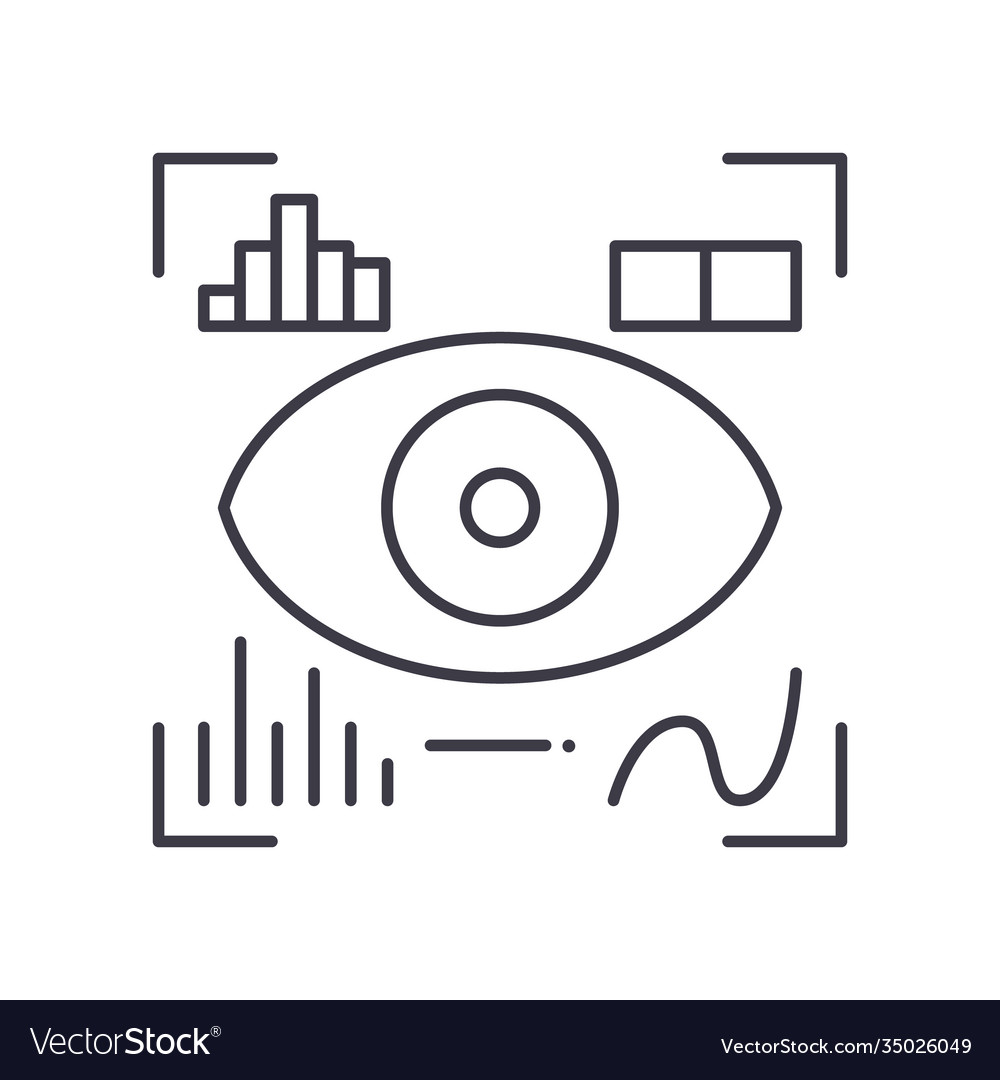 Eye scan icon linear isolated thin vector image Eye scan icon linear isolated thin