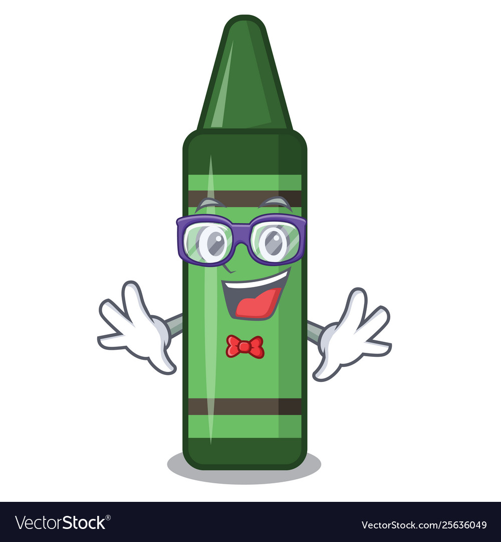 Geek green crayon isolated in cartoon Royalty Free Vector