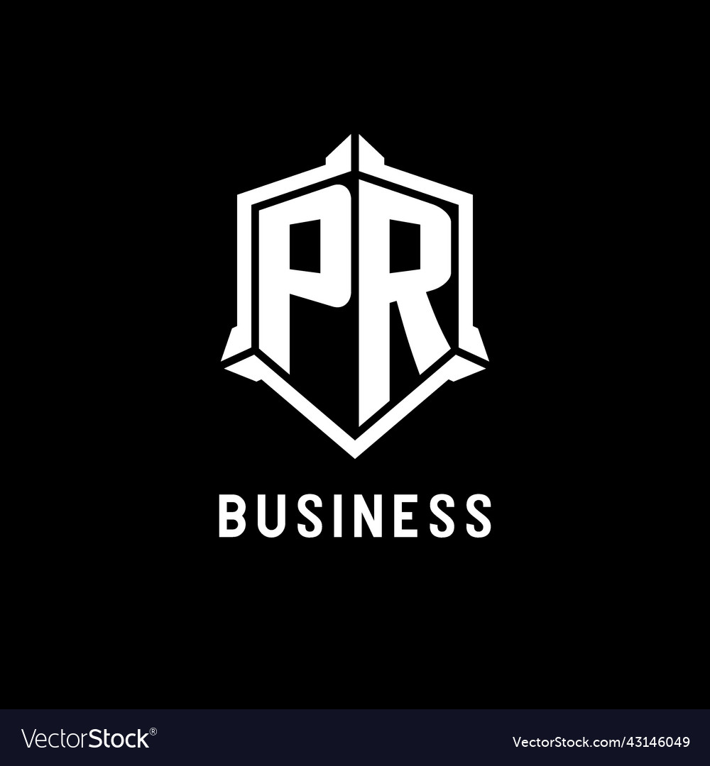 Pr logo initial with shield shape design style Vector Image Pr logo initial with shield shape design style