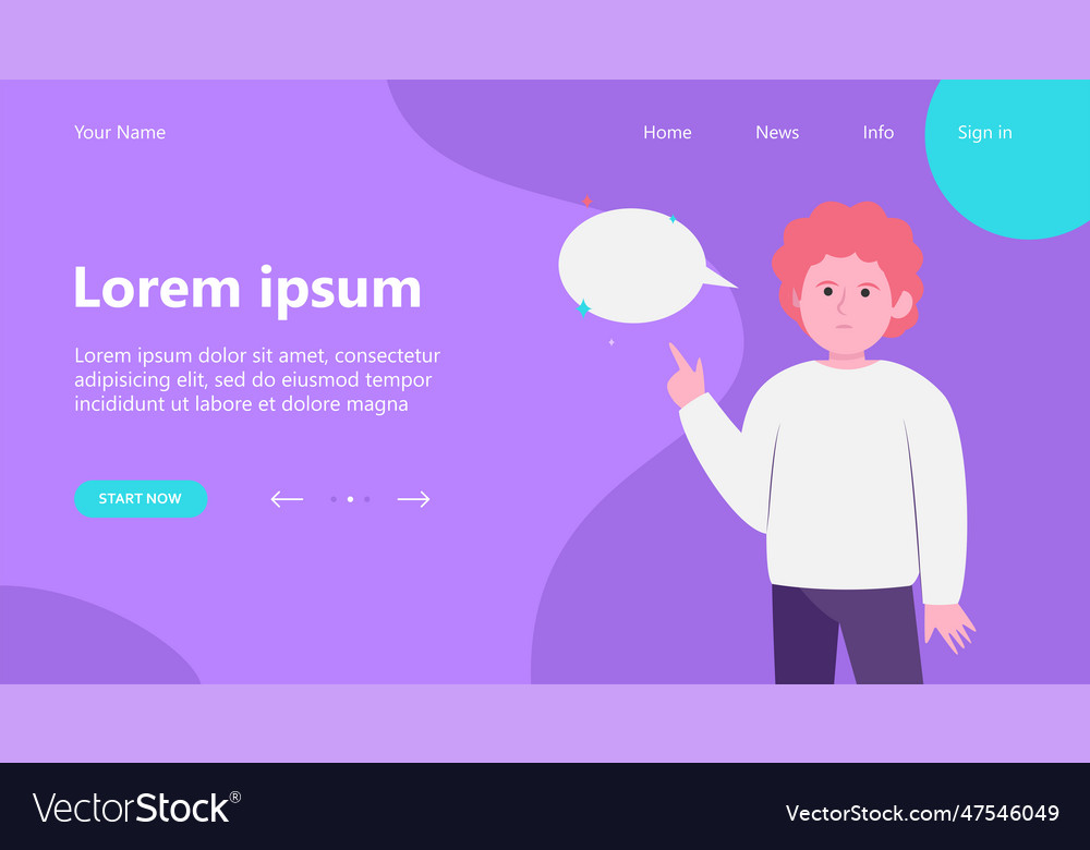 Red-haired guy pointing at empty speech bubble vector image Red-haired guy pointing at empty speech bubble