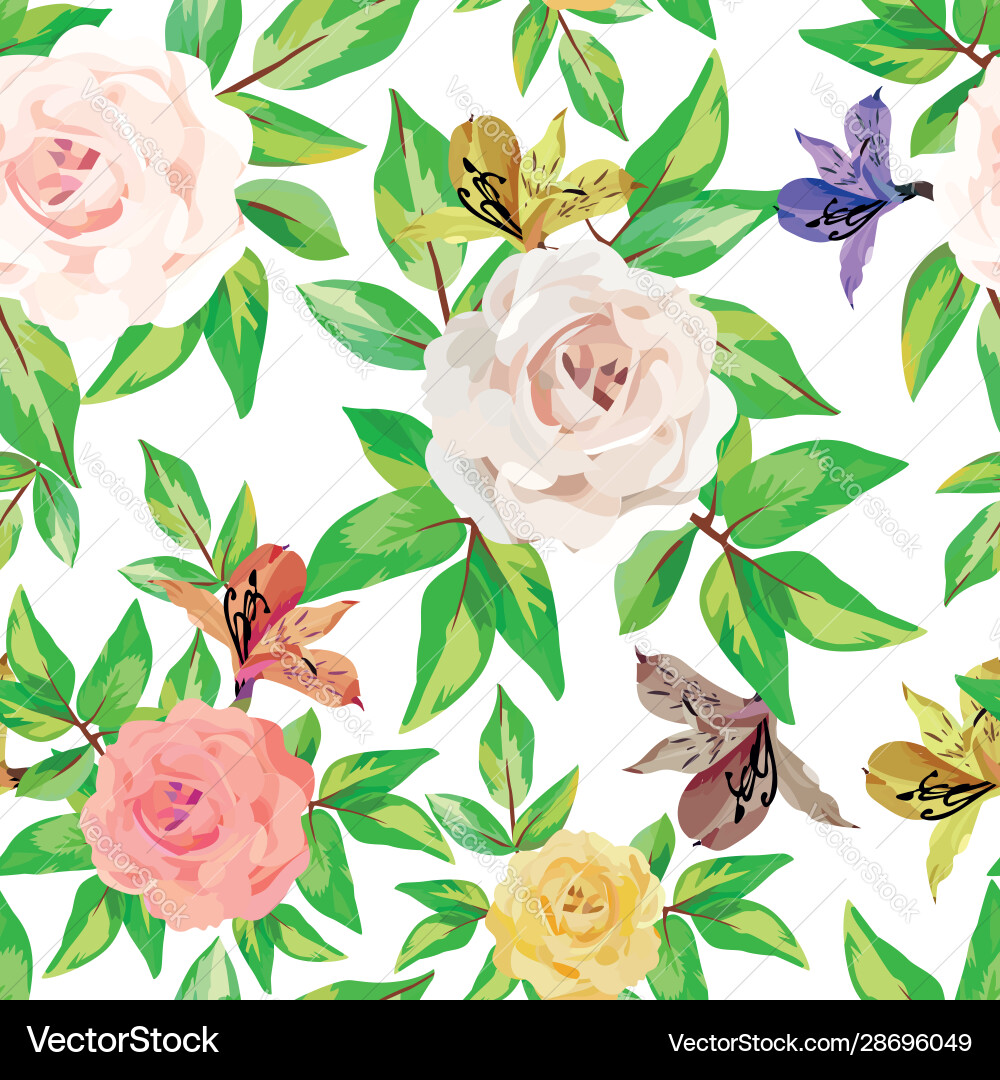 Seamless floral pattern white background Vector Image