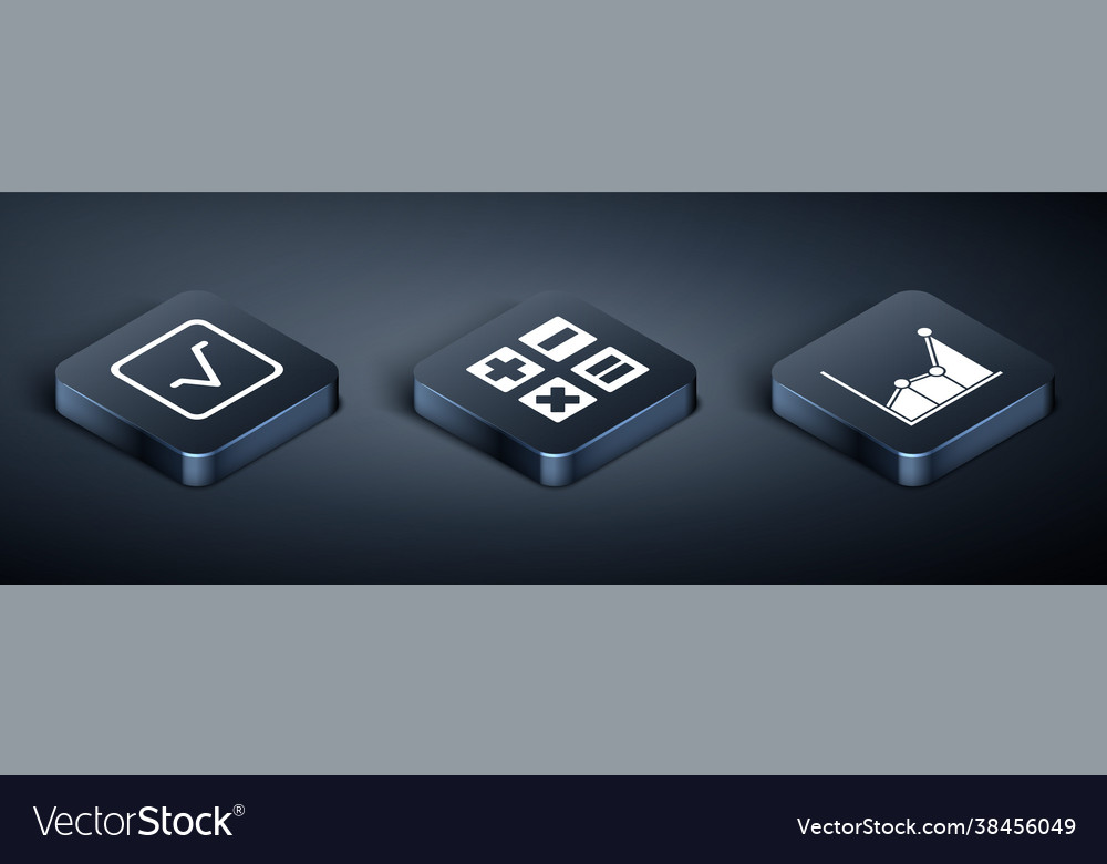 Set isometric square root graph schedule chart vector image Set isometric square root graph schedule chart