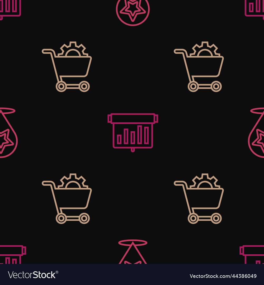 Set line map pointer with star shopping cart vector image Set line map pointer with star shopping cart
