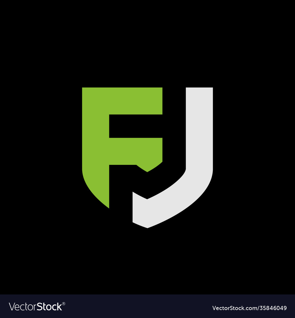 Simple Shield With Letter Fj Jf Logo Icon Vector Image