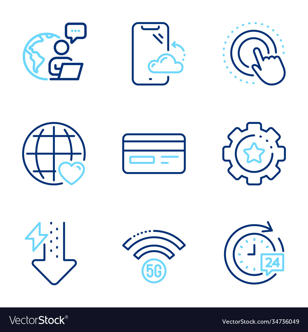 Technology icons set included icon as click hand Vector Image Technology icons set included icon as click hand