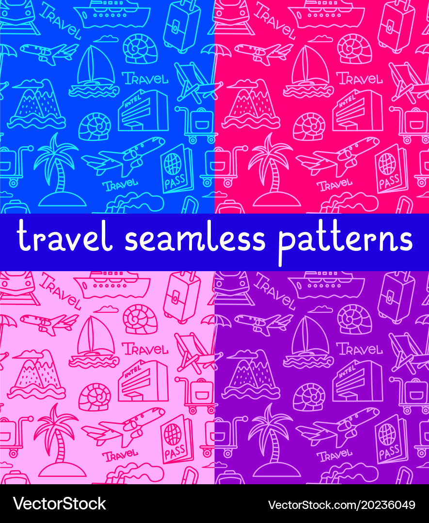 Travel seamless patterns Royalty Free Vector Image