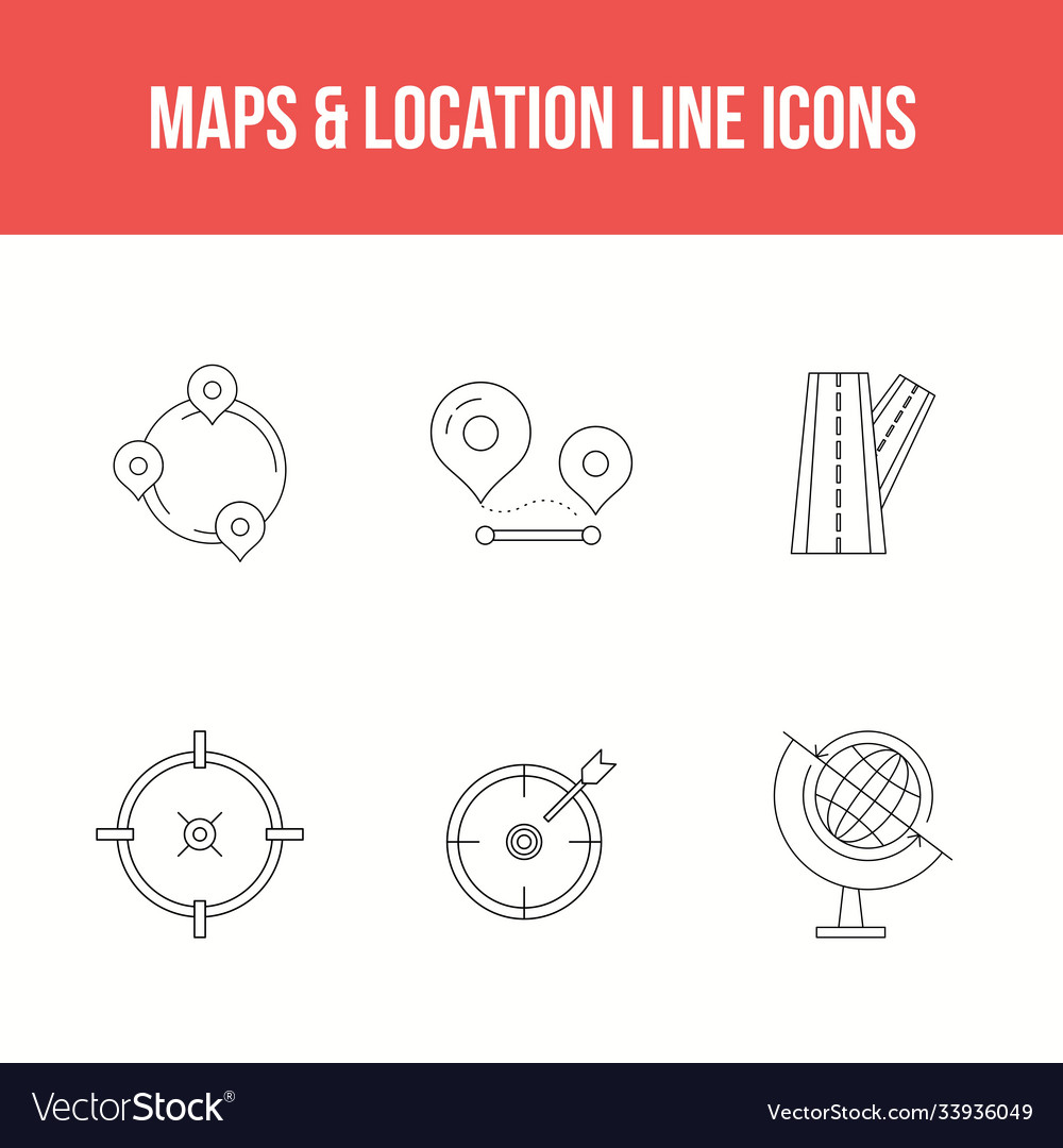 Unique icon set maps location line icons