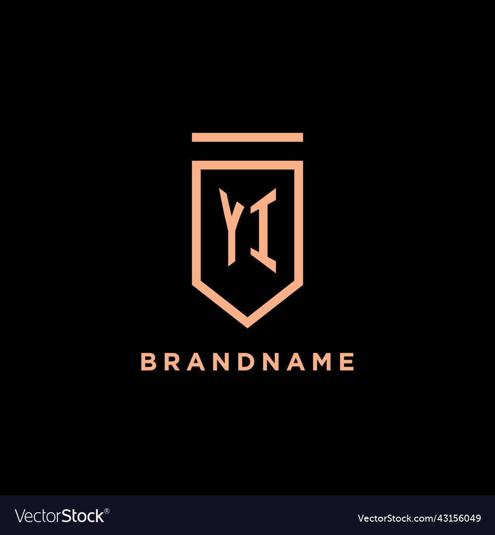 Yi monogram initial with shield logo design icon