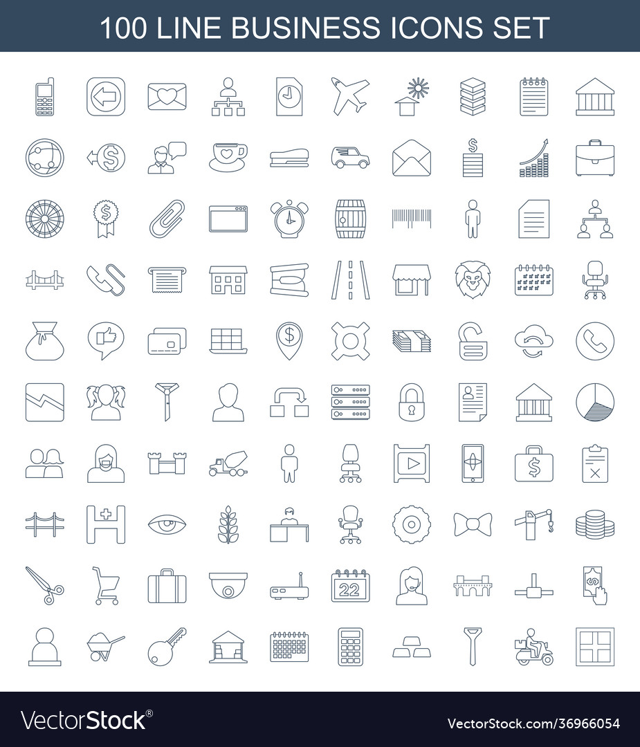 100 business icons Royalty Free Vector Image - VectorStock