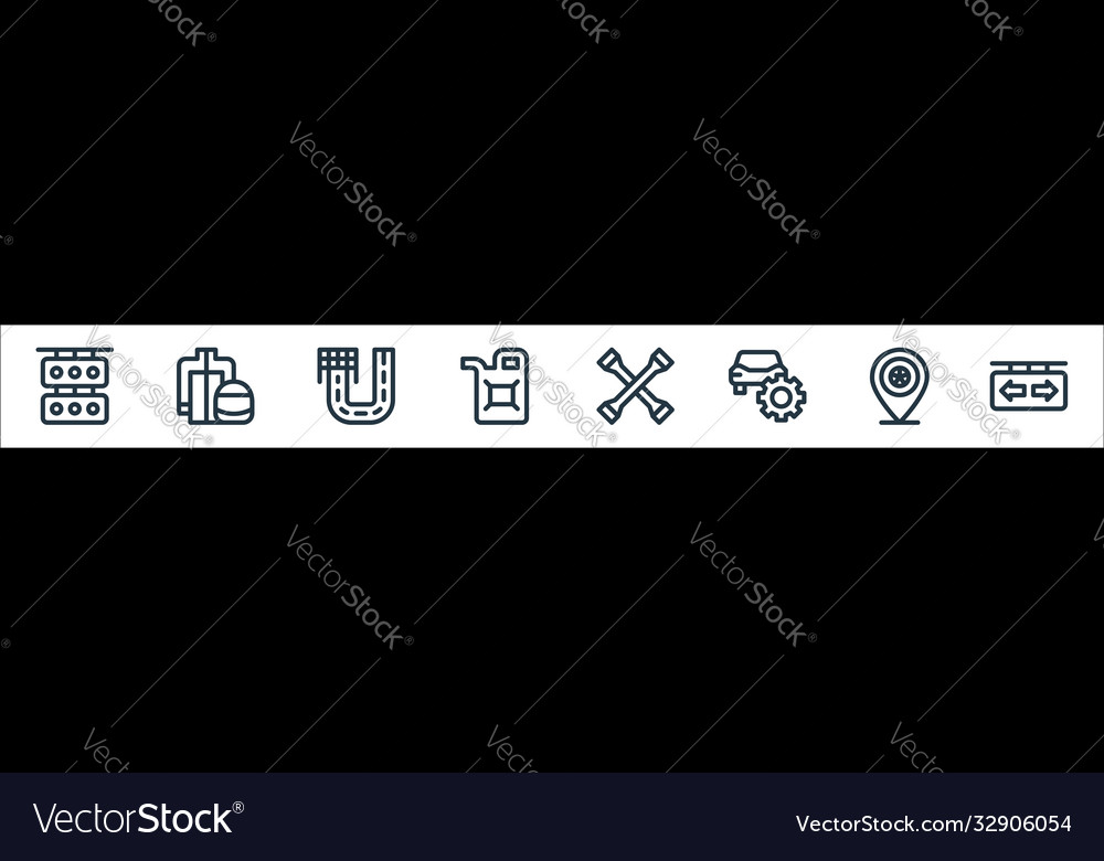 Auto racing line icons linear set quality
