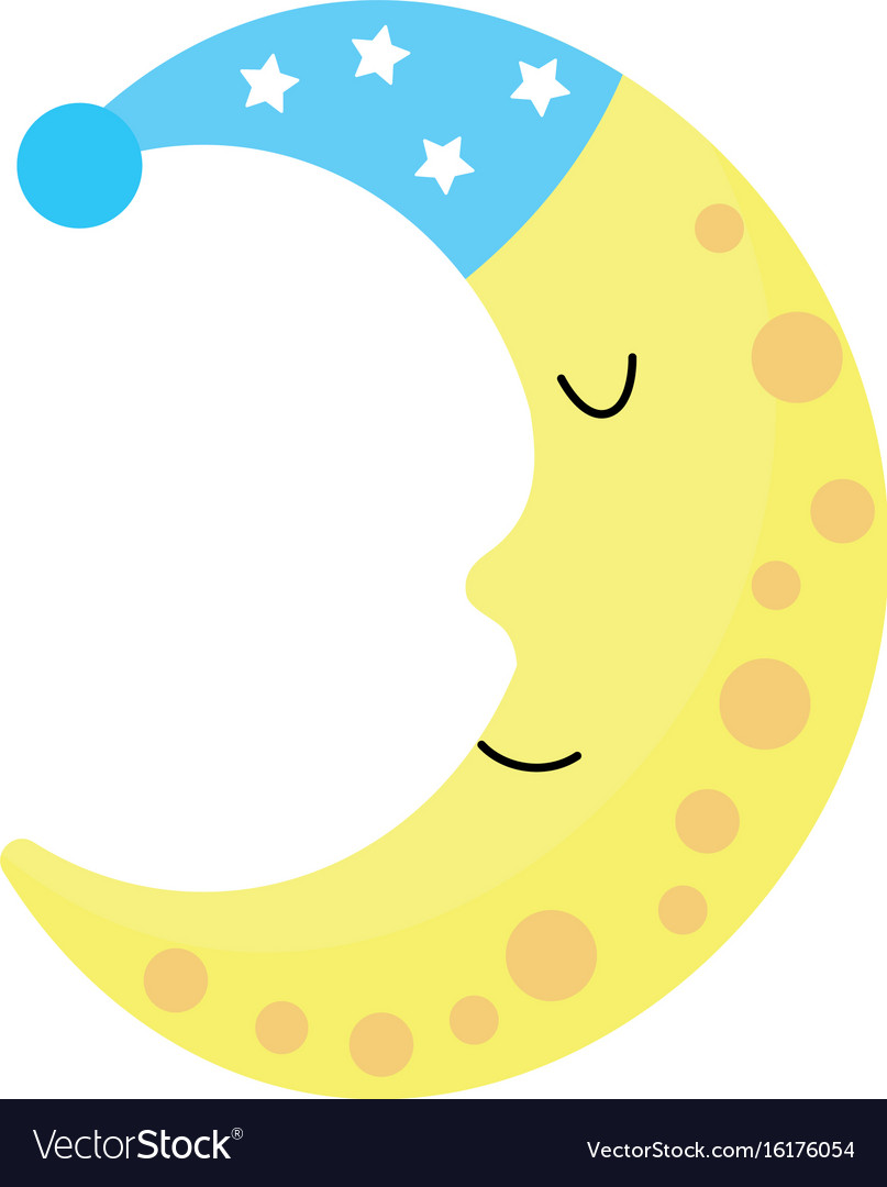 Bauty moon in th sky with sleep hat design Vector Image
