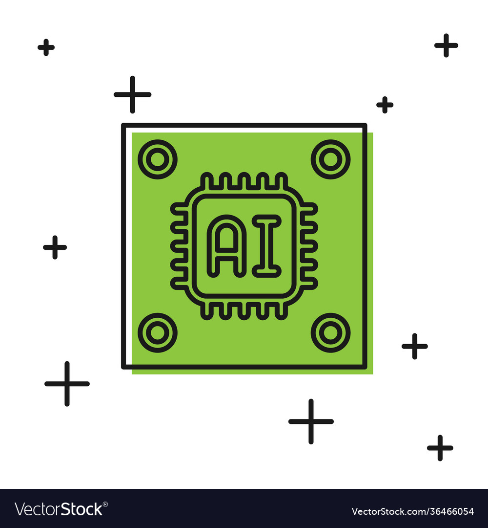 Black computer processor with microcircuits cpu vector image Black computer processor with microcircuits cpu