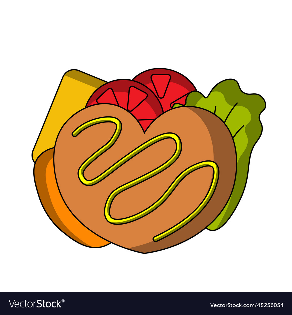 Cartoon sandwich in the shape of a heart color