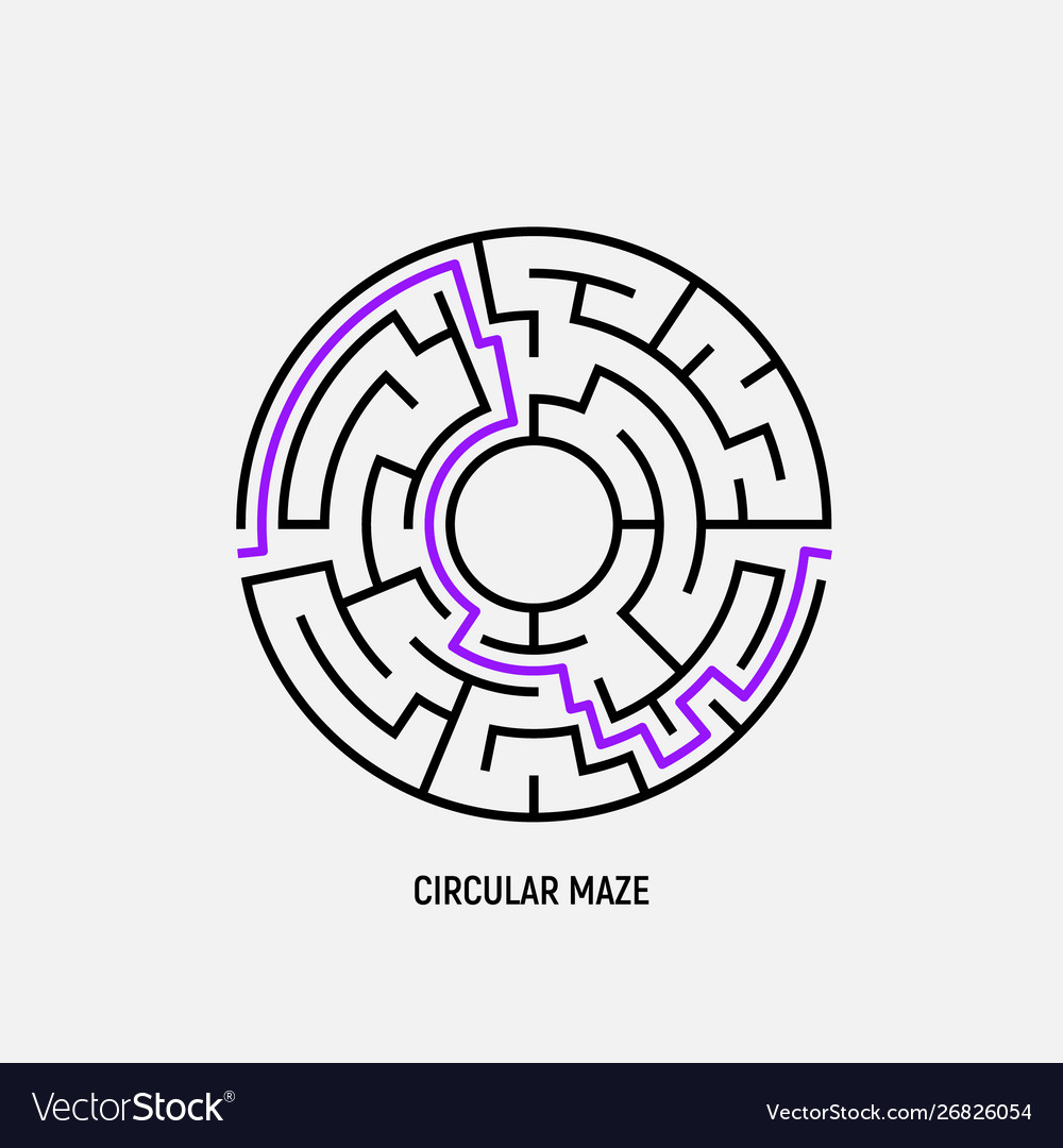 Circle maze labyrinth game round puzzle vector image Circle maze labyrinth game round puzzle