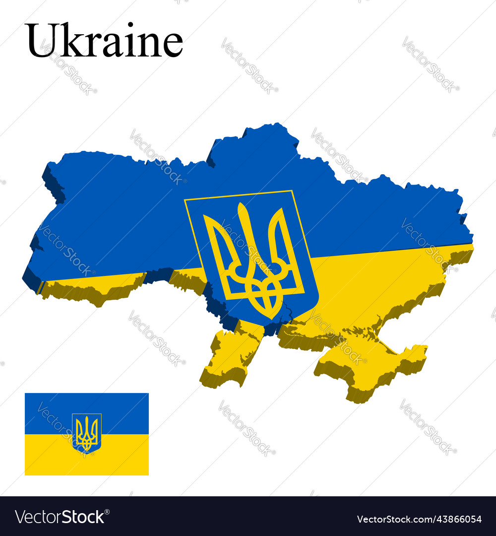 Flag of ukraine on map white background Royalty Free Vector