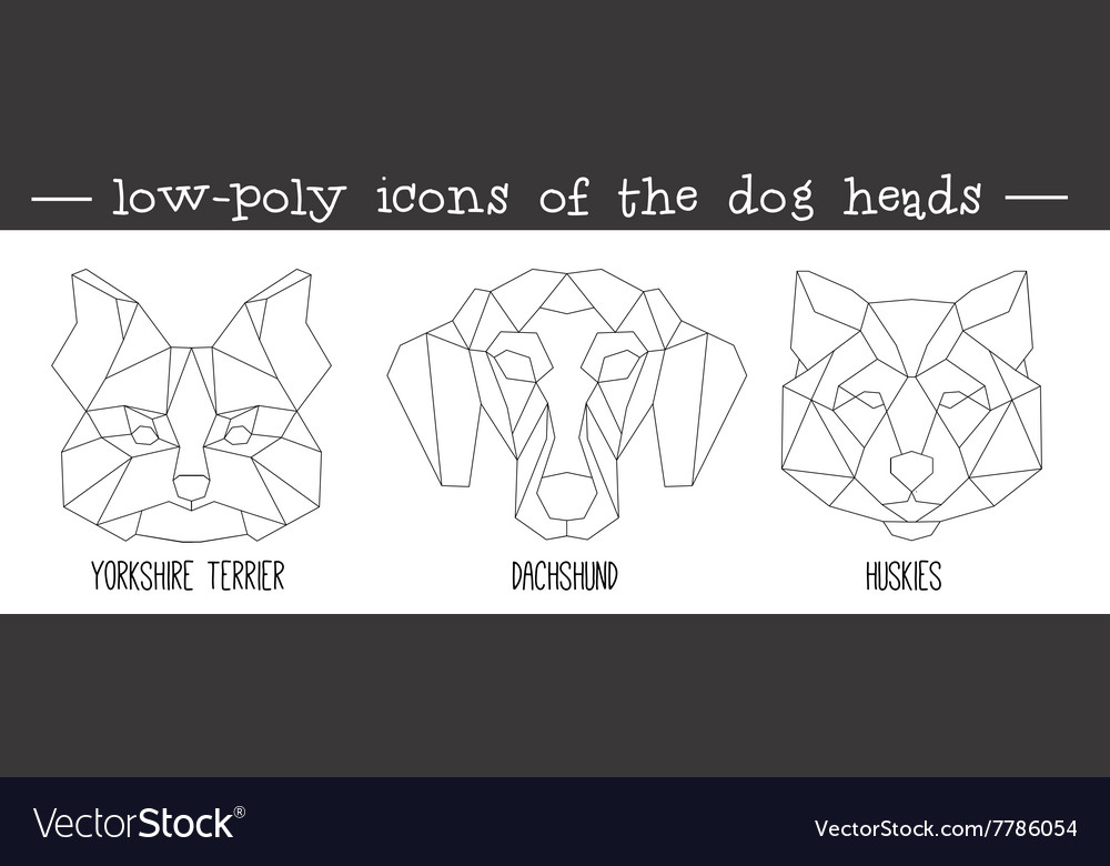 Front view of dog head triangular icon set