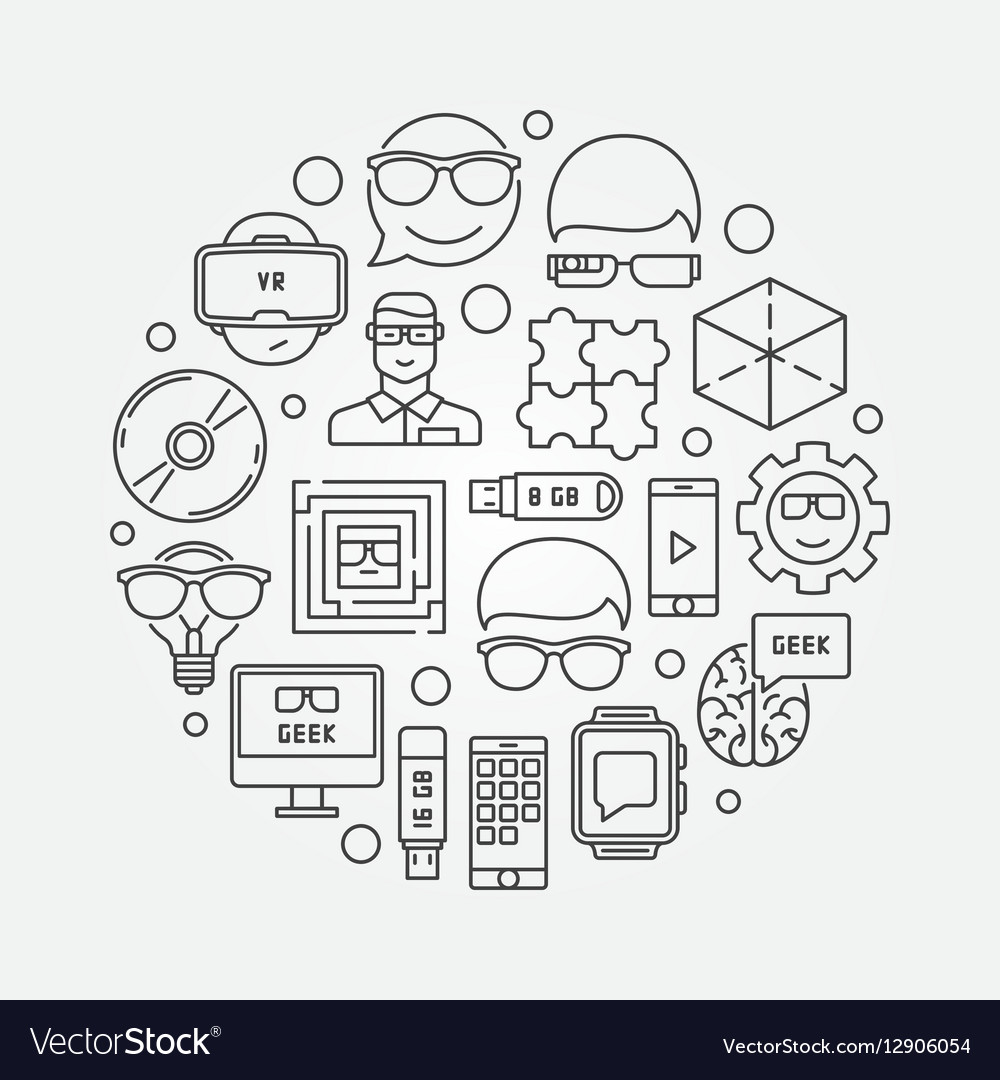 Geek outline circular