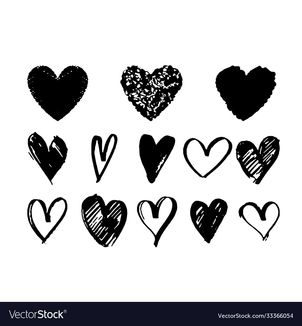 Hearts set different style and shape