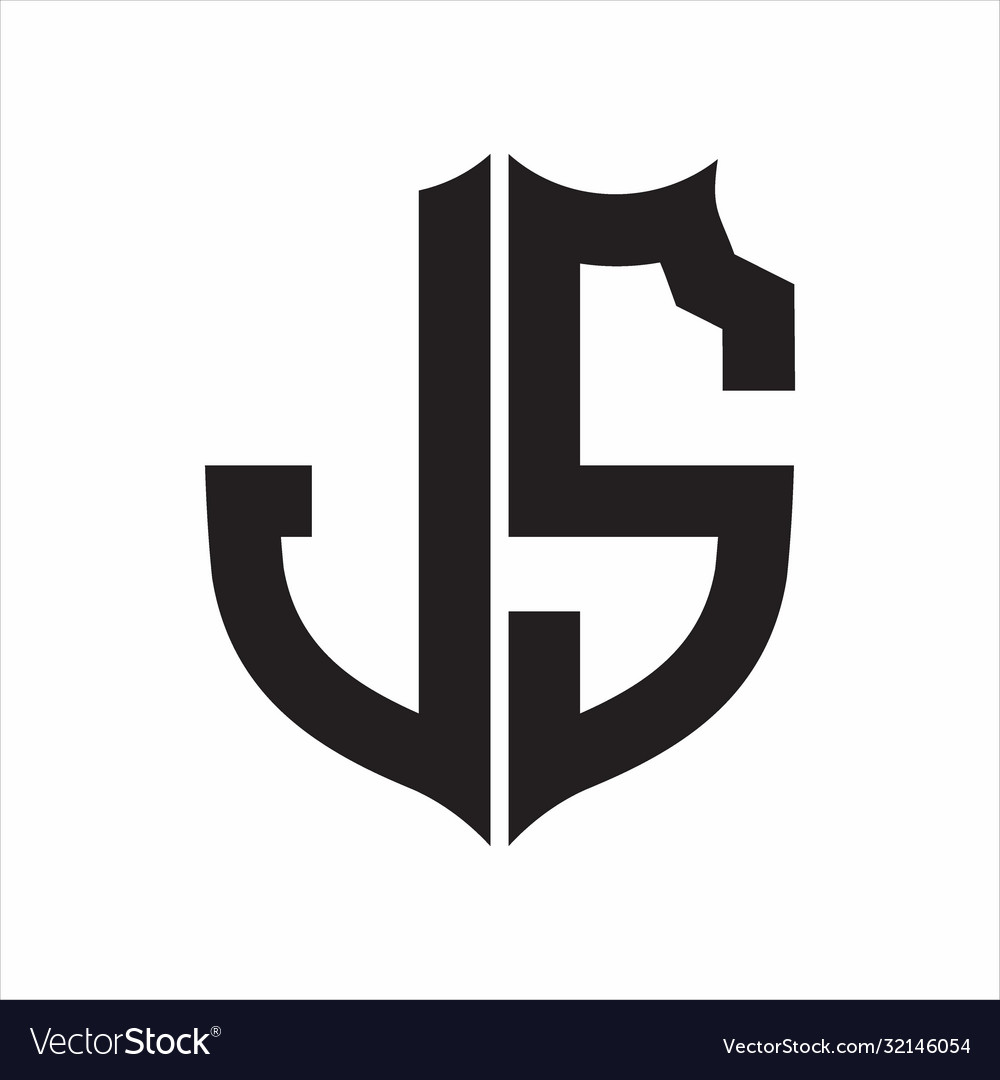 Js logo shield style monogram design template vector image Js logo shield style monogram design template