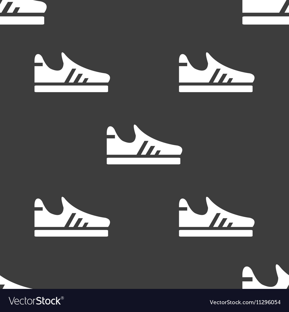 Running shoe icon sign seamless pattern on a gray