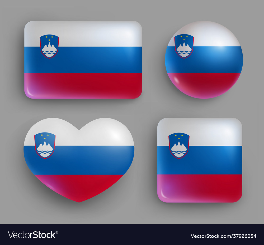 Set glossy buttons with slovenia country flag Vector Image