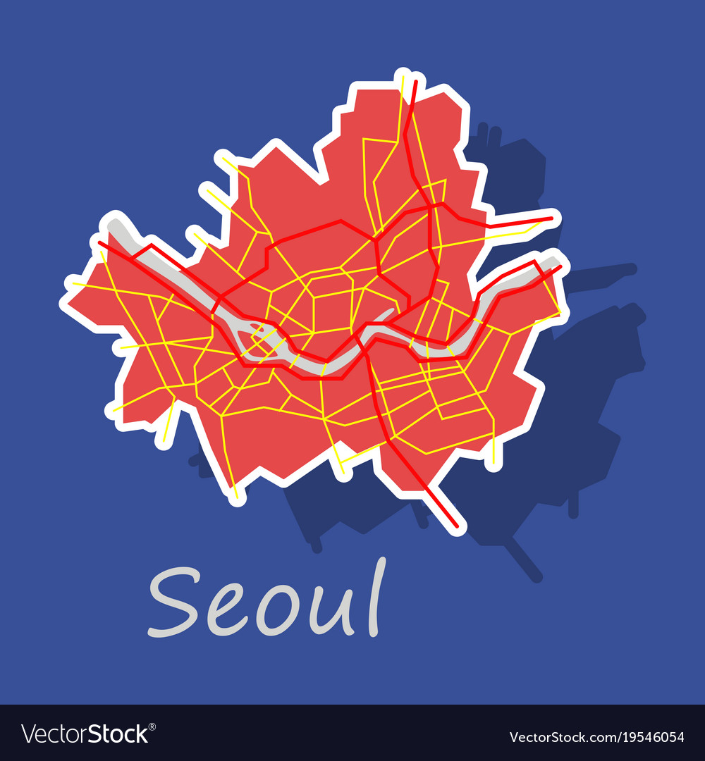 Sticker map of seoul with borders the regions Vector Image