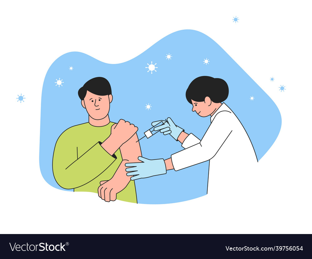 Vaccinate people doctor doing injection Royalty Free Vector