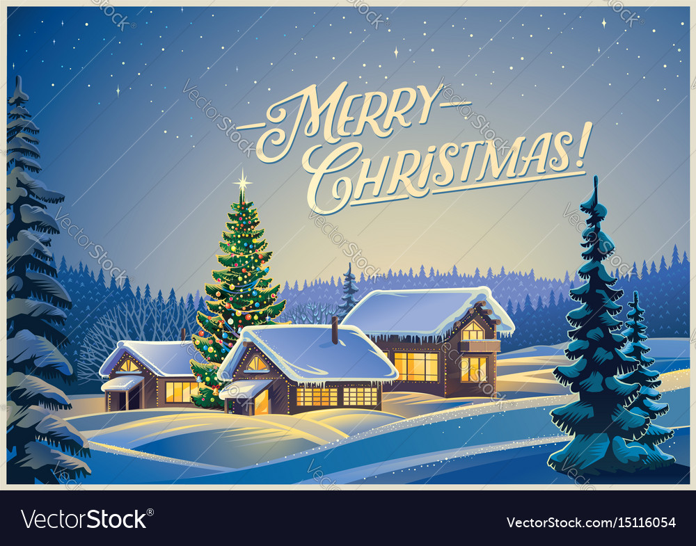 Winter festive landscape Royalty Free Vector Image