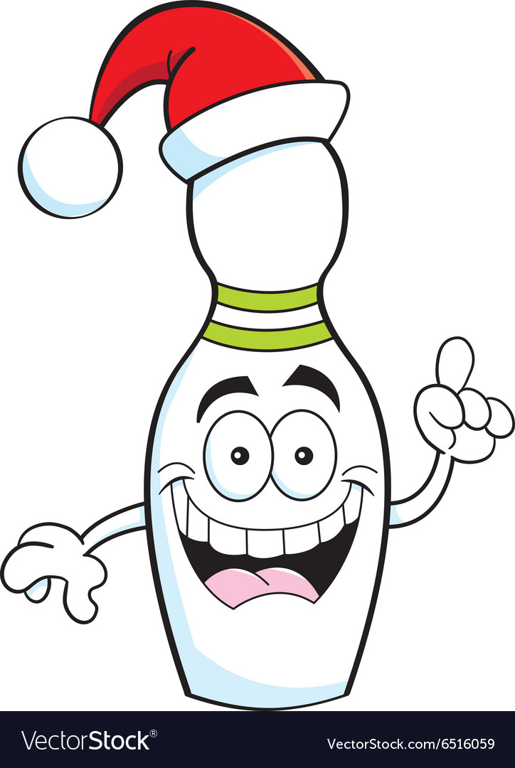 Cartoon Bowling Pin with Santa Hat