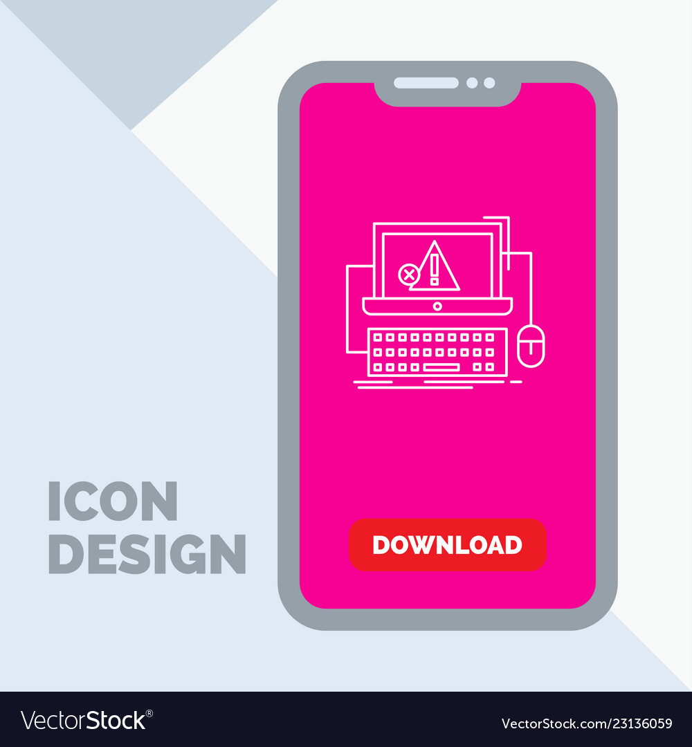 Computer crash error failure system line icon vector image Computer crash error failure system line icon