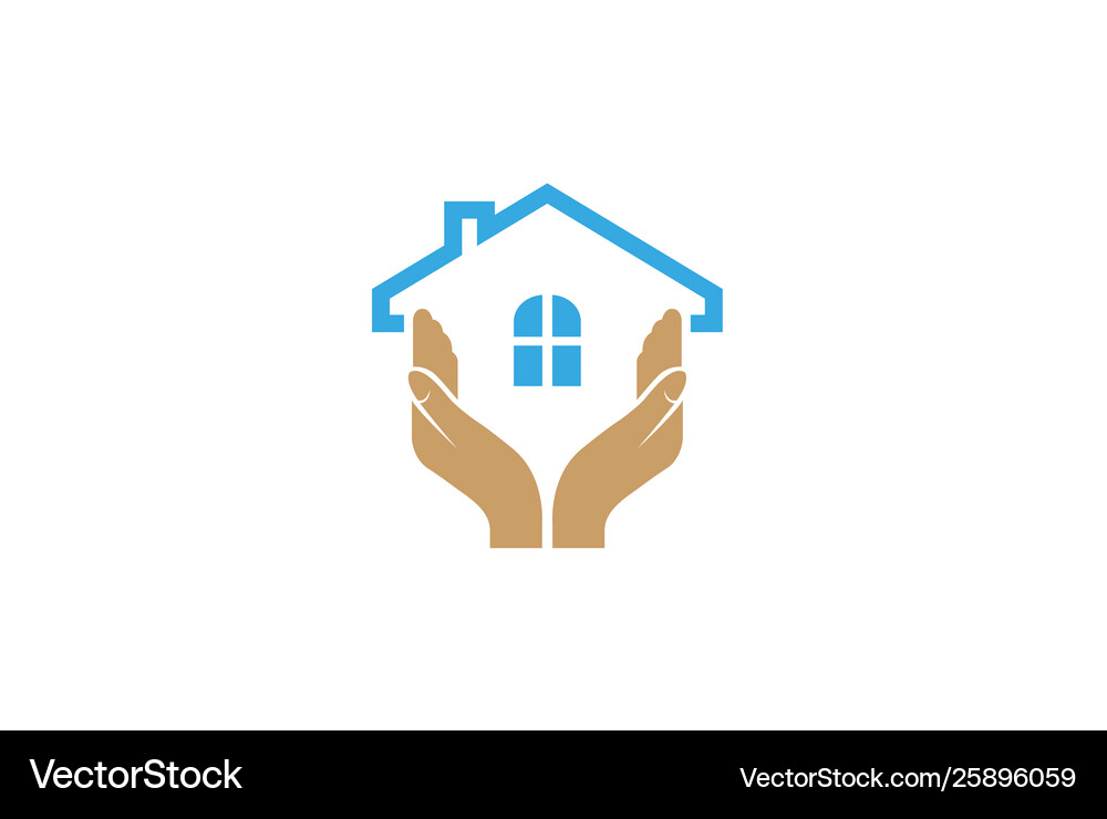 Creative hand house care logo design symbol Vector Image