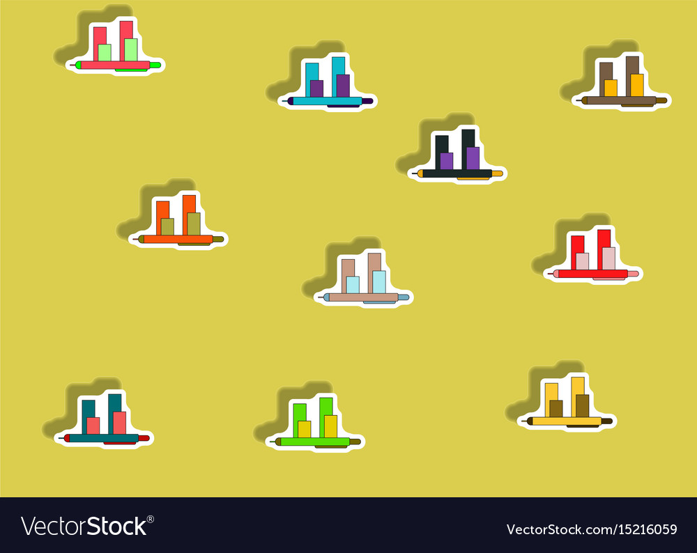 Flat icons set of column chart and pen concept